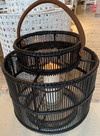 NOW 65% OFF!!!  Handmade Rattan Lantern - Polly Steel Blue, Black or White with Dark Brown handle - Gaya Alegria