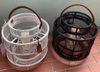NOW 65% OFF!!!  Handmade Rattan Lantern - Polly Steel Blue, Black or White with Dark Brown handle - Gaya Alegria