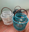 NOW 65% OFF!!!  Handmade Rattan Lantern - Polly Steel Blue, Black or White with Dark Brown handle - Gaya Alegria