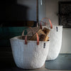 Mono Basket - Uma White with Leather Handles