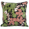 Eco-friendly Cotton Cushion Cover Orchid Black Coral Green Flower (45x45cm) - Gaya Alegria