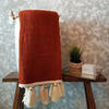 Throw - Clay Red with Natural Tassels (100% Raw Cotton - 126 x 210 cm)