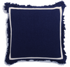 Cotton Cushion Cover Ikasia Dark Navy White Border - Gaya Alegria