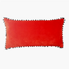 Cushion Cover - Baldu Red with black Pom-pom fringe