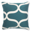 Embroidered Cotton Cushion Cover Cani Teal (50x50cm) by Gaya Alegria