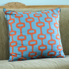 Eco-friendly Cotton Cushion Cover - Geometric Orange Blue (XL/65x65cm) - Gaya Alegria