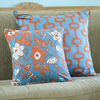 Eco-friendly Cotton Cushion Cover - Geometric Blue Orange (50x50cm) - Gaya Alegria