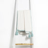 Handmade Cotton Throw Rajut Off White/Aqua (200 x 155cm) - Gaya Alegria