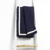 Handmade Cotton Linen Throw Madeline Dark Navy (128 x 226 cm) - Gaya Alegria