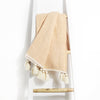 Handmade Raw Cotton Throw Himari Light Pink with Tassels (124 x 210cm) - Gaya Alegria