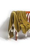 Handmade Cotton Throw Hina Forest Green (130 x 220cm) - Gaya Alegria