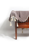 Bed Runner - Jumbaia Grey with Tassels (100% Raw Cotton - 65 x 220cm)