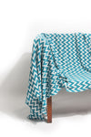 Handmade Cotton Throw Blanket Teal Zigzag (130 x 180cm) by Gaya Alegria