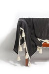 Handmade Cotton Throw Dayton Dark Grey (136 x 220cm) - Gaya Alegria