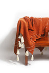 Handmade Cotton Throw Emiyo Orange Zig Zag (145 x 216cm) - Gaya Alegria