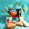 Cushion Cover - Baldu Off White & Orange border