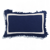 Cotton Cushion Cover Ikasia Dark Navy White Border (30 x 50cm) - Gaya Alegria