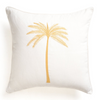 Handmade Cotton Cushion Cover Janessa White Mustard Palm (50x50cm) - Gaya Alegria
