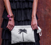 Cotton Pouch Janessa Off white Black Palm by Gaya Alegria