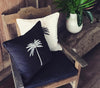 Cotton Cushion Cover Jimmey White Navy Palm (50x50 cm) by Gaya Alegria
