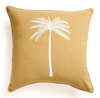 Handmade Cotton Cushion Cover Julissa Mustard White Palm (50x50cm) - Gaya Alegria