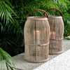 Handmade Rattan Lantern - Perla White Wash / leather Handles- Gaya Alegria