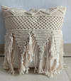Macrame cotton on Linen Cushion Cover Natural - Gaya Alegria