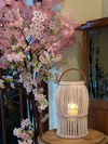 Handmade Rattan Lantern - Perla White Wash / leather Handles- Gaya Alegria