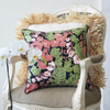 Eco-friendly Cotton Cushion Cover Orchid Black Coral Green Flower (45x45cm) - Gaya Alegria