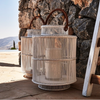 NOW 65% OFF!!!  Handmade rattan Lantern - Paige White / Brown Leather Handle - Gaya Alegria