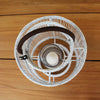 Handmade rattan Lantern - Paige White / Brown Leather Handle - Gaya Alegria
