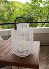 NOW 65% OFF!!!  Handmade rattan Lantern - Paige White / Brown Leather Handle - Gaya Alegria