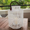 NOW 65% OFF!!!  Handmade rattan Lantern - Paige White / Brown Leather Handle - Gaya Alegria