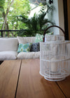 NOW 65% OFF!!!  Handmade rattan Lantern - Paige White / Brown Leather Handle - Gaya Alegria