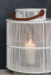 NOW 65% OFF!!!  Handmade rattan Lantern - Paige White / Brown Leather Handle - Gaya Alegria