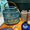 NOW 65% OFF!!!  Handmade Rattan Lantern - Polly Steel Blue, Black or White with Dark Brown handle - Gaya Alegria