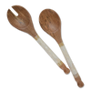 White Capiz & Durian Wood Salad Servers (S) - Gaya Alegria