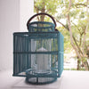 NOW 65% OFF!!!  Handmade Rattan Lantern - Paloma Square Steel Blue, Black or white with Leather Handles - Gaya Alegria