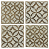 Carved wooden coasters - White washed (set of 4) | Gaya Alegria 