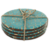 Teal Bamboo inlaid coaster (set of 4) | Gaya Alegria 