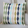 Crocheted Cotton Cushion Cover Wave Green Blue (45x45cm) - Gaya Alegria