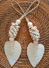 Key Chain Leaf Shape Jute String Tassel Cream - Gaya Alegria