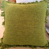 Eco-Friendly Raw Cotton Cushion Cover Ringia Green (50 x 50cm) - Gaya Alegria