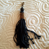 Gold Beaded Black Key Chain Long Gold tassel - Gaya Alegria