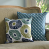 Eco-friendly Cotton Cushion Cover Green Blue Floral (45x45cm) - Gaya Alegria