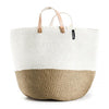Mono Basket - Sarah (Brown/White & Leather Handles) | Gaya Alegria 