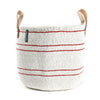 Mono Basket - Barika (Red on White-5 stripes & Leather Handles) | Gaya Alegria 