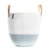 Mono Basket - Sarah (White/Light Blue & Leather Handles) | Gaya Alegria 
