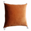 Cushion Cover - Baldu Rusty Orange / white tassels (65x65cm) by Gaya Alegria