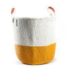 Mono Basket - Sarah (Orange/White & Leather Handles) | Gaya Alegria 